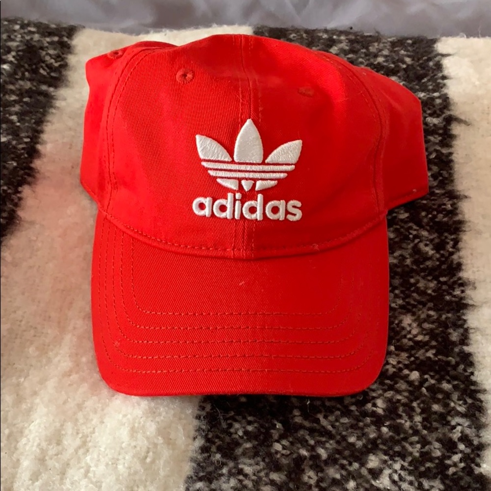 Adidas Red/White Detailed Trefoil Baseball Hat